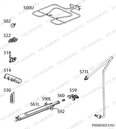 Взрыв-схема плиты (духовки) Electrolux EKG61101OW - Схема узла Functional parts